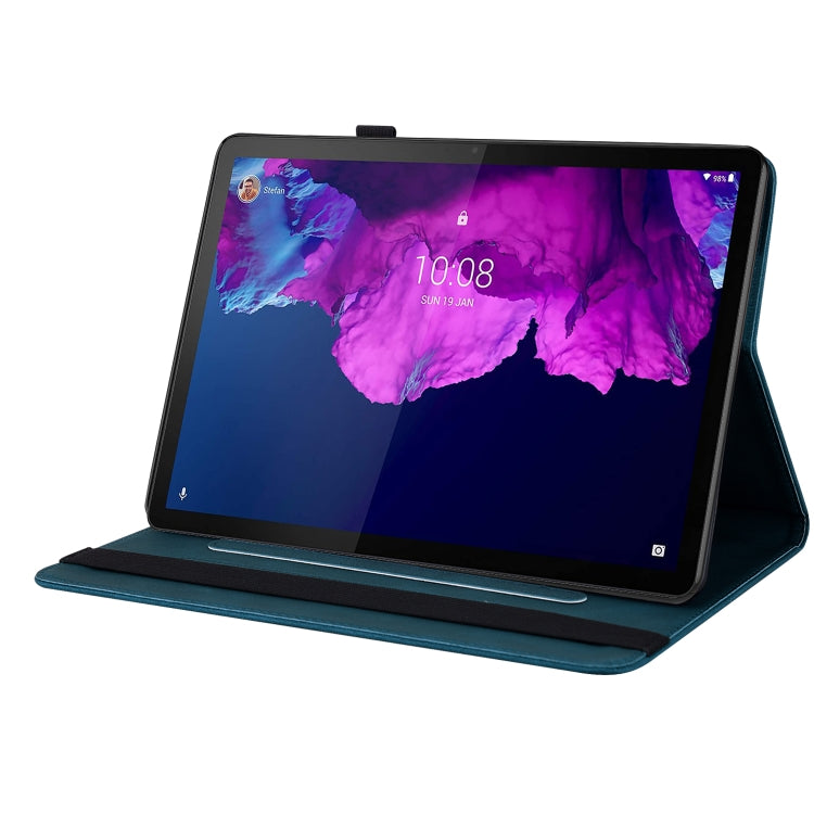 For Lenovo Tab P11 TB-J606F Butterfly Flower Embossed Leather Tablet Case(Blue) - Lenovo by PMC TechLife | Online Shopping South Africa | PMC TechLife | Buy Now Pay Later Mobicred