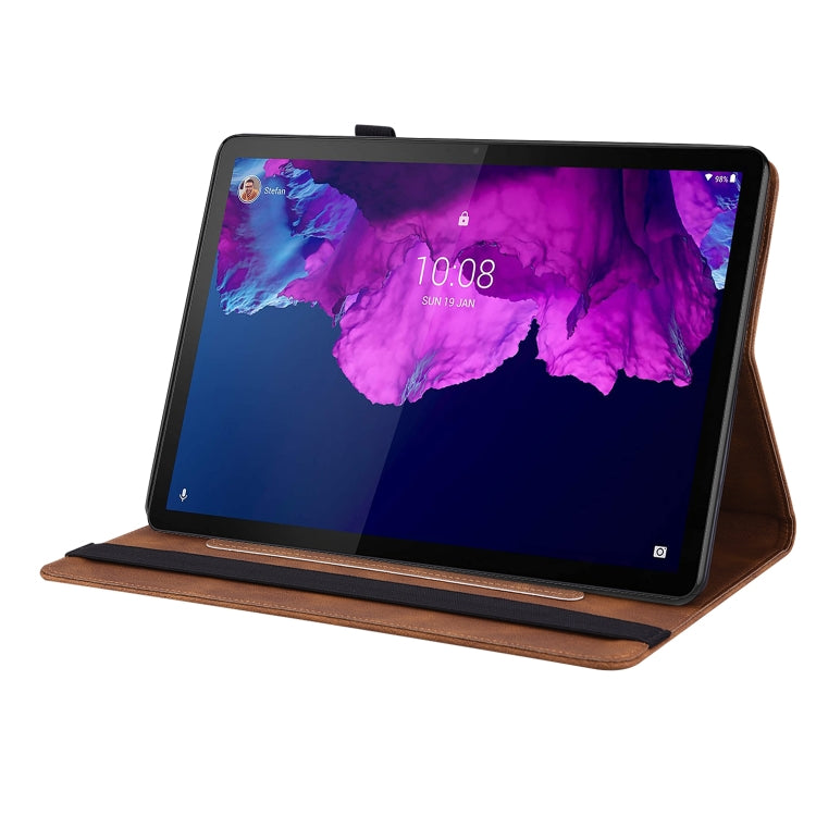 For Lenovo Tab P11 TB-J606F Butterfly Flower Embossed Leather Tablet Case(Brown) - Lenovo by PMC TechLife | Online Shopping South Africa | PMC TechLife | Buy Now Pay Later Mobicred