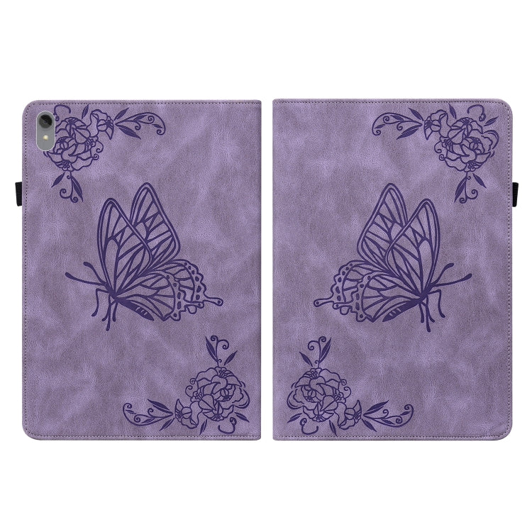 For Lenovo Tab P11 TB-J606F Butterfly Flower Embossed Leather Tablet Case(Purple) - Lenovo by PMC TechLife | Online Shopping South Africa | PMC TechLife | Buy Now Pay Later Mobicred