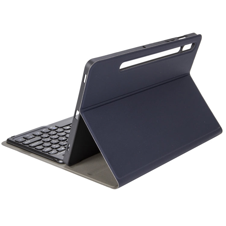 YA08B Lambskin Texture Voltage Round Keycap Bluetooth Keyboard Leather Case For Samsung Galaxy Tab A8 10.5 2021 SM-X200 / SM-X205(Blue) - Samsung Keyboard by PMC TechLife | Online Shopping South Africa | PMC TechLife