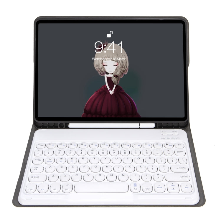 YA08B Lambskin Texture Voltage Round Keycap Bluetooth Keyboard Leather Case For Samsung Galaxy Tab A8 10.5 2021 SM-X200 / SM-X205(Gold) - Samsung Keyboard by PMC TechLife | Online Shopping South Africa | PMC TechLife