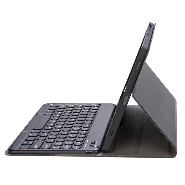 YA700B Lambskin Texture Voltage Round Keycap Bluetooth Keyboard Leather Case For Samsung Galaxy Tab S8 11 inch SM-X700 / SM-X706 & S7 11 inch SM-X700 / SM-T875(Black) - Samsung Keyboard by PMC TechLife | Online Shopping South Africa | PMC TechLife | Buy Now Pay Later Mobicred