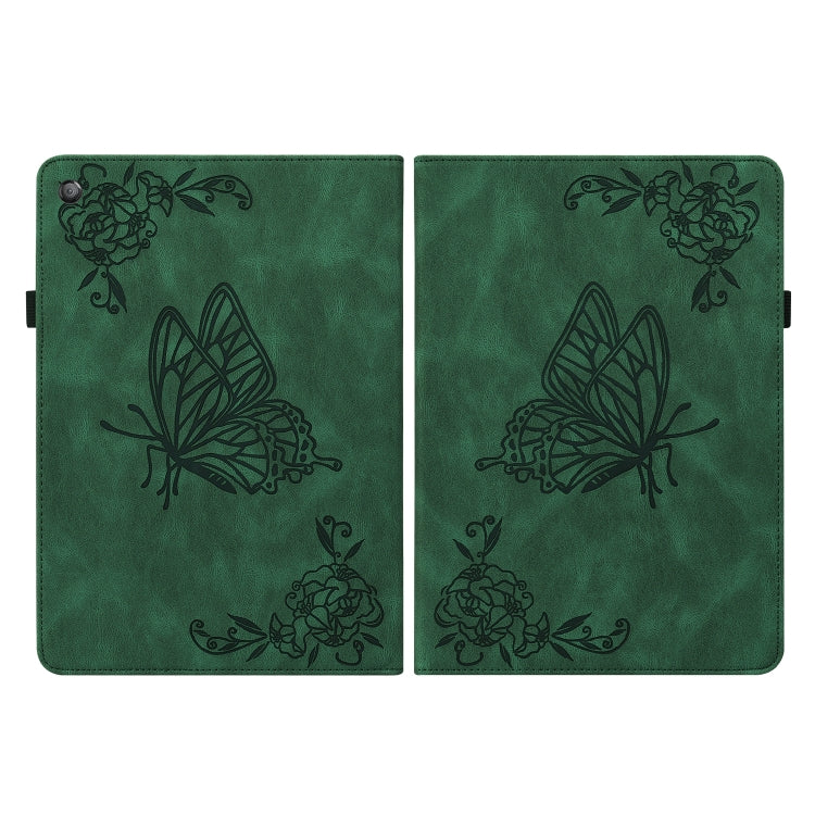 For Amazon Kindle Fire HD 10 2019 / 2017 Butterfly Flower Embossed Leather Tablet Case(Green) - Amazon by PMC TechLife | Online Shopping South Africa | PMC TechLife | Buy Now Pay Later Mobicred