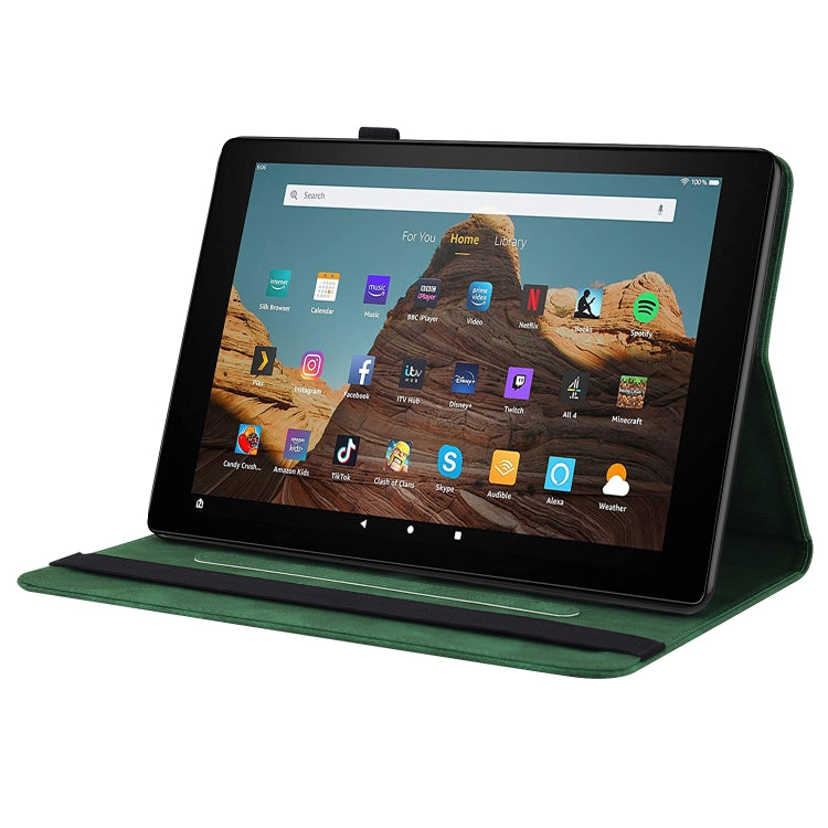 For Amazon Kindle Fire HD 10 2019 / 2017 Butterfly Flower Embossed Leather Tablet Case(Green) - Amazon by PMC TechLife | Online Shopping South Africa | PMC TechLife | Buy Now Pay Later Mobicred