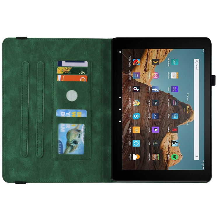 For Amazon Kindle Fire HD 10 2019 / 2017 Butterfly Flower Embossed Leather Tablet Case(Green) - Amazon by PMC TechLife | Online Shopping South Africa | PMC TechLife | Buy Now Pay Later Mobicred
