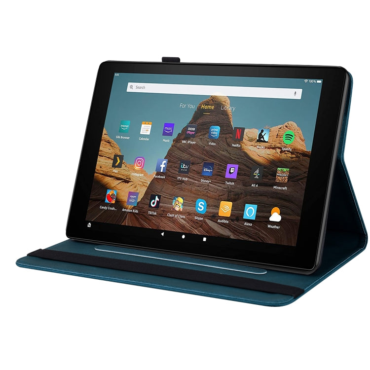 For Amazon Kindle Fire HD 10 2019 / 2017 Butterfly Flower Embossed Leather Tablet Case(Blue) - Amazon by PMC TechLife | Online Shopping South Africa | PMC TechLife | Buy Now Pay Later Mobicred