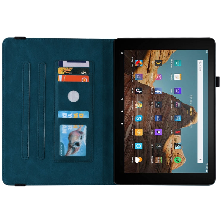 For Amazon Kindle Fire HD 10 2019 / 2017 Butterfly Flower Embossed Leather Tablet Case(Blue) - Amazon by PMC TechLife | Online Shopping South Africa | PMC TechLife | Buy Now Pay Later Mobicred
