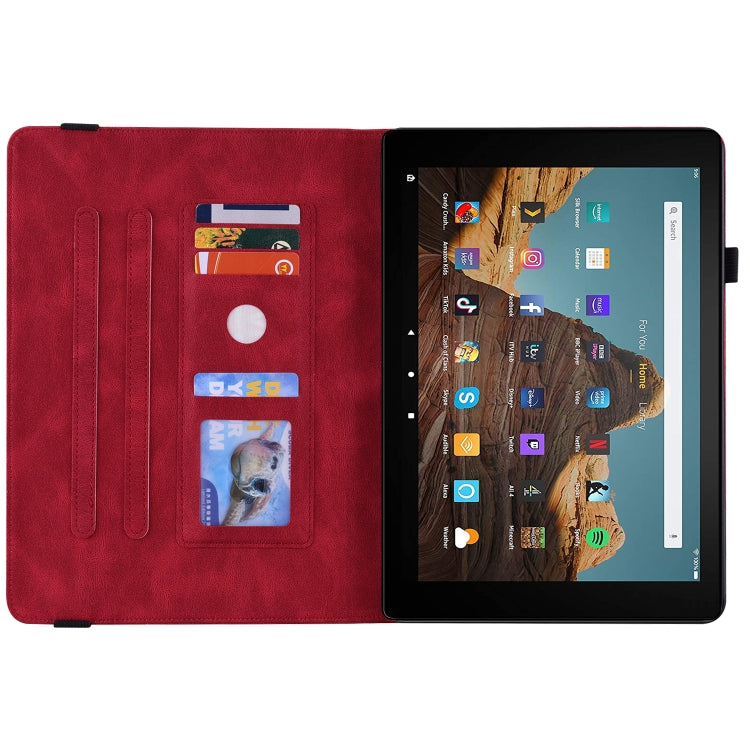 For Amazon Kindle Fire HD 10 2019 / 2017 Butterfly Flower Embossed Leather Tablet Case(Red) - Amazon by PMC TechLife | Online Shopping South Africa | PMC TechLife | Buy Now Pay Later Mobicred