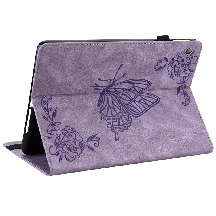 For Amazon Kindle Fire HD 10 2019 / 2017 Butterfly Flower Embossed Leather Tablet Case(Purple) - Amazon by PMC TechLife | Online Shopping South Africa | PMC TechLife | Buy Now Pay Later Mobicred