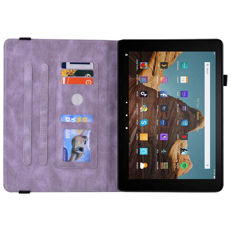 For Amazon Kindle Fire HD 10 2019 / 2017 Butterfly Flower Embossed Leather Tablet Case(Purple) - Amazon by PMC TechLife | Online Shopping South Africa | PMC TechLife | Buy Now Pay Later Mobicred