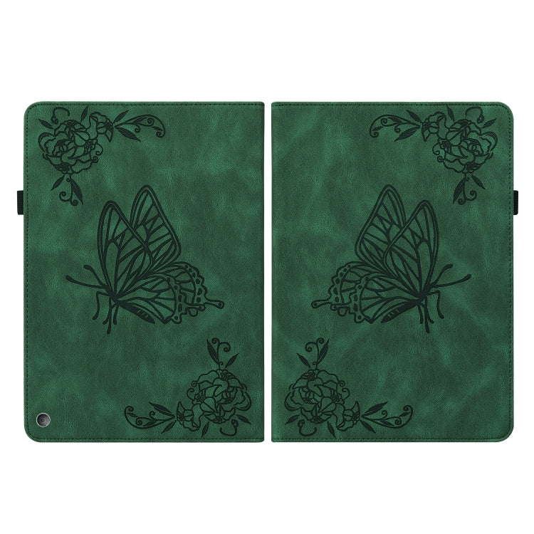 For Amazon Kindle Fire HD 10 2021 / 10 Plus 2021 Butterfly Flower Embossed Leather Tablet Case(Green) - Amazon by PMC TechLife | Online Shopping South Africa | PMC TechLife | Buy Now Pay Later Mobicred