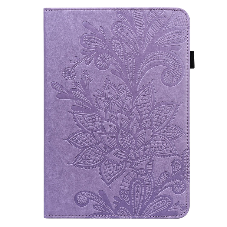 For Lenovo M10 Plus 10.6 3rd Gen 2022 Lace Flower Embossing Pattern Leather Tablet Case(Purple) - Lenovo by PMC TechLife | Online Shopping South Africa | PMC TechLife | Buy Now Pay Later Mobicred