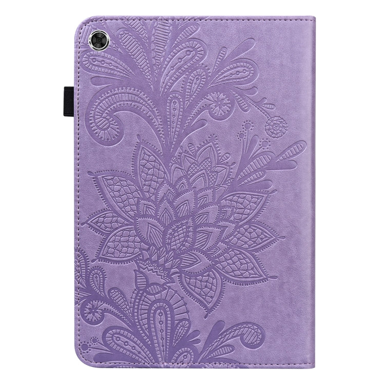 For Lenovo M10 Plus 10.6 3rd Gen 2022 Lace Flower Embossing Pattern Leather Tablet Case(Purple) - Lenovo by PMC TechLife | Online Shopping South Africa | PMC TechLife | Buy Now Pay Later Mobicred