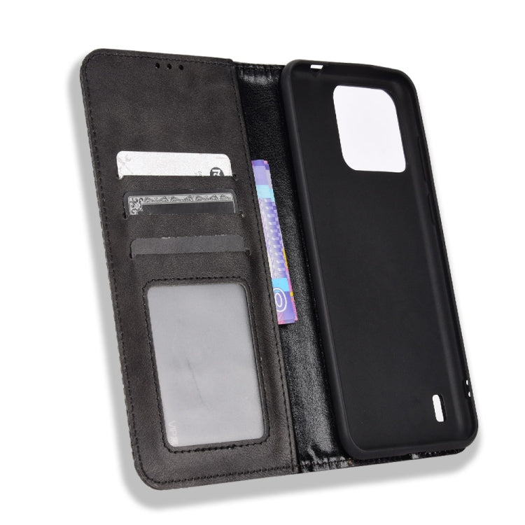 For Blackview A55 Pro Magnetic Buckle Retro Texture Leather Phone Case(Black) - free shipping - PMC TechLife - Order now!