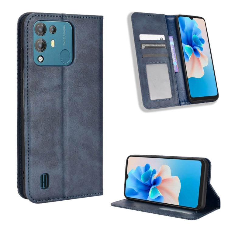 For Blackview A55 Pro Magnetic Buckle Retro Texture Leather Phone Case(Blue) - More Brand by PMC TechLife | Online Shopping South Africa | PMC TechLife | Buy Now Pay Later Mobicred