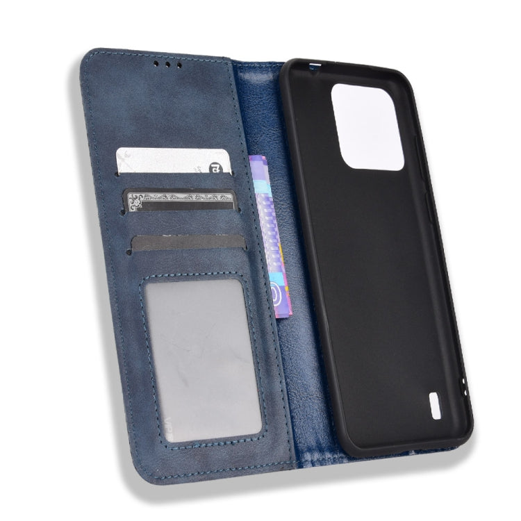 For Blackview A55 Pro Magnetic Buckle Retro Texture Leather Phone Case(Blue) - More Brand by PMC TechLife | Online Shopping South Africa | PMC TechLife | Buy Now Pay Later Mobicred