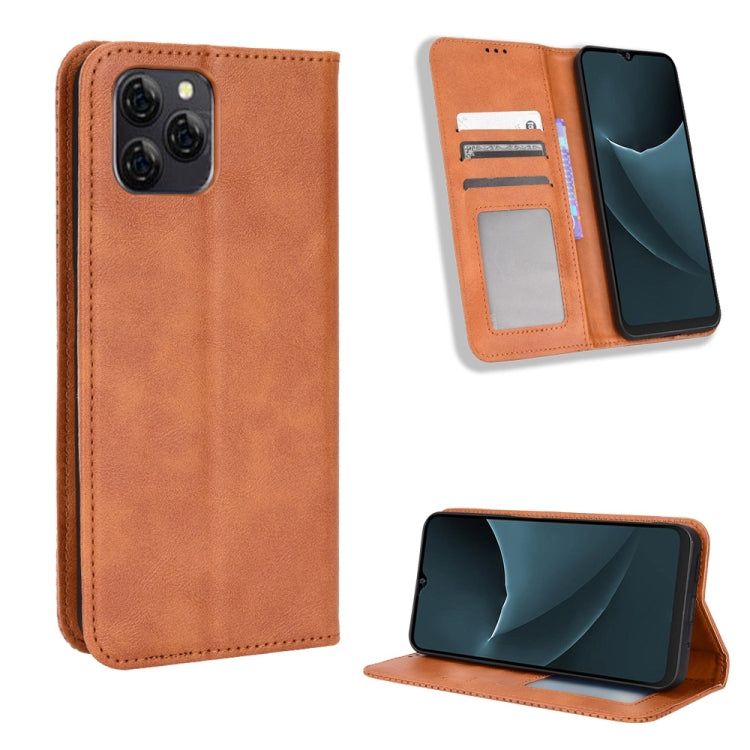 For Blackview A95 Magnetic Buckle Retro Texture Leather Phone Case(Brown) - More Brand by PMC TechLife | Online Shopping South Africa | PMC TechLife | Buy Now Pay Later Mobicred