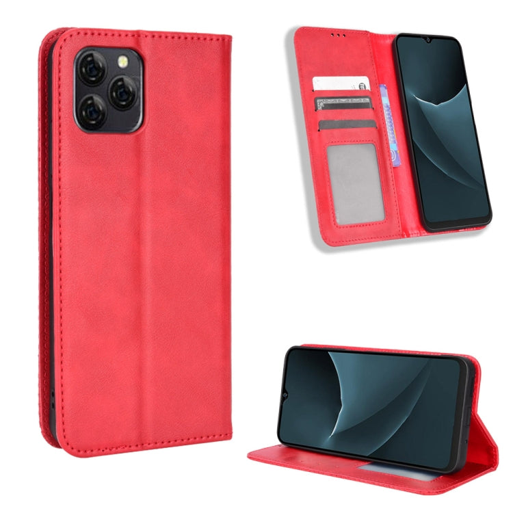 For Blackview A95 Magnetic Buckle Retro Texture Leather Phone Case(Red) - More Brand by PMC TechLife | Online Shopping South Africa | PMC TechLife | Buy Now Pay Later Mobicred
