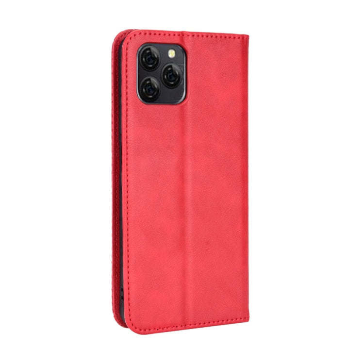 For Blackview A95 Magnetic Buckle Retro Texture Leather Phone Case(Red) - More Brand by PMC TechLife | Online Shopping South Africa | PMC TechLife | Buy Now Pay Later Mobicred
