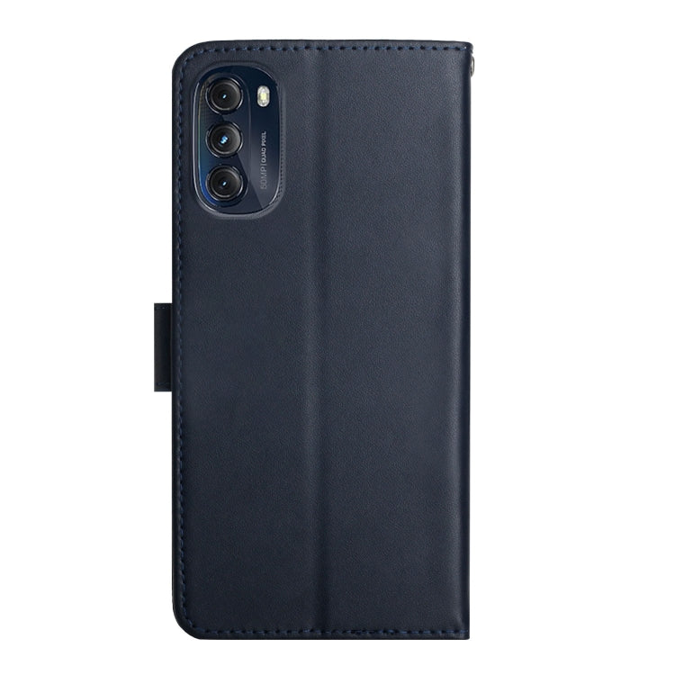 For Motorola Moto G 5G 2022 Genuine Leather Fingerprint-proof Horizontal Flip Phone Case(Blue) - Motorola Cases by PMC TechLife | Online Shopping South Africa | PMC TechLife | Buy Now Pay Later Mobicred