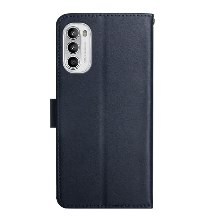 For Motorola Moto G52 Genuine Leather Fingerprint-proof Horizontal Flip Phone Case(Blue) - Motorola Cases by PMC TechLife | Online Shopping South Africa | PMC TechLife | Buy Now Pay Later Mobicred