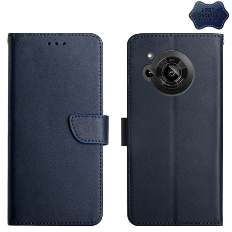 For Sharp Aquos R7 Genuine Leather Fingerprint-proof Horizontal Flip Phone Case(Blue) - More Brand by PMC TechLife | Online Shopping South Africa | PMC TechLife | Buy Now Pay Later Mobicred