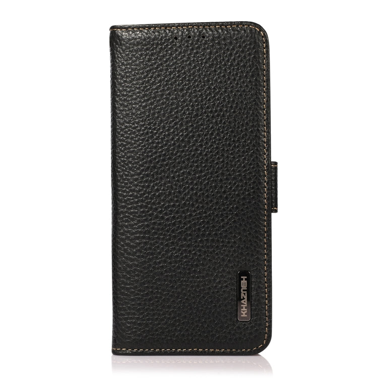 For Sharp Aquos R7 KHAZNEH Side-Magnetic Litchi Genuine Leather RFID Phone Case(Black) - More Brand by PMC TechLife | Online Shopping South Africa | PMC TechLife | Buy Now Pay Later Mobicred