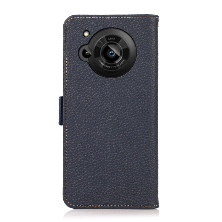 For Sharp Aquos R7 KHAZNEH Side-Magnetic Litchi Genuine Leather RFID Phone Case(Blue) - More Brand by PMC TechLife | Online Shopping South Africa | PMC TechLife | Buy Now Pay Later Mobicred