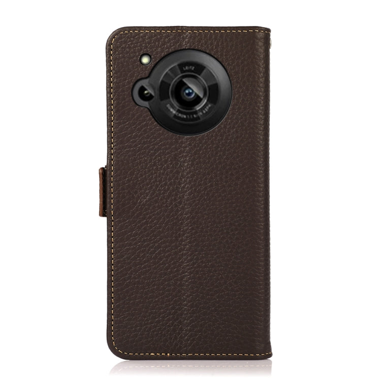 For Sharp Aquos R7 KHAZNEH Side-Magnetic Litchi Genuine Leather RFID Phone Case(Brown) - More Brand by PMC TechLife | Online Shopping South Africa | PMC TechLife | Buy Now Pay Later Mobicred