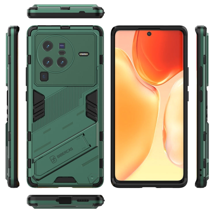 For vivo X80 Pro Punk Armor PC + TPU Phone Case with Holder(Green) - vivo Cases by PMC TechLife | Online Shopping South Africa | PMC TechLife | Buy Now Pay Later Mobicred