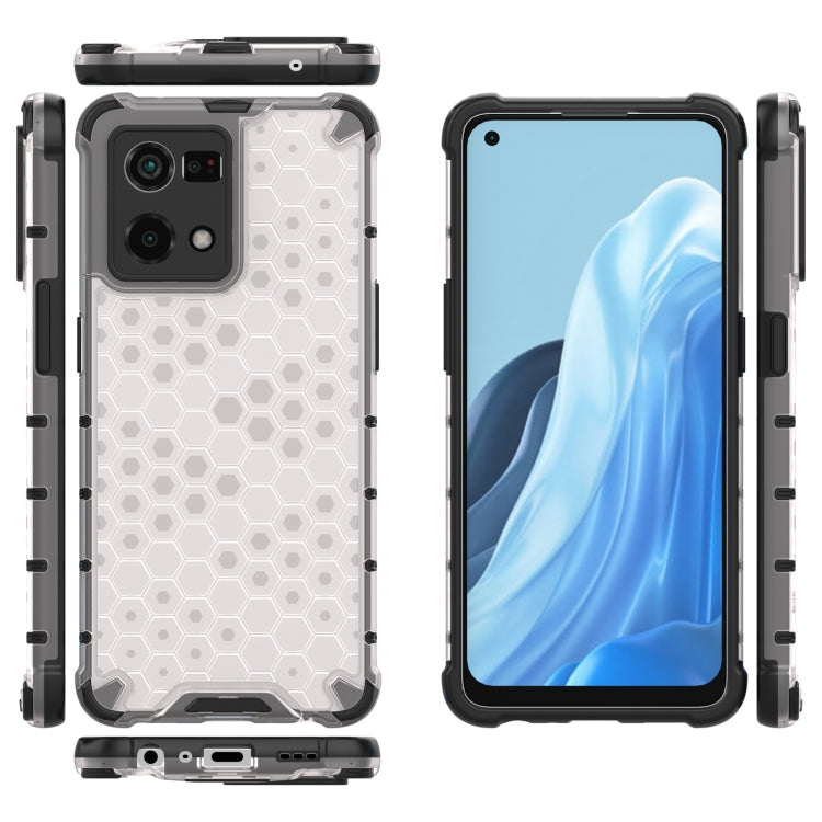 For OPPO Reno7 4G Shockproof Honeycomb PC + TPU Phone Case(White) - OPPO Cases by PMC TechLife | Online Shopping South Africa | PMC TechLife | Buy Now Pay Later Mobicred
