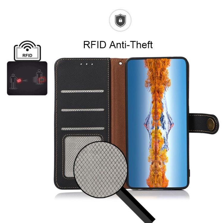 For Motorola Moto G 2022 5G KHAZNEH Custer Genuine Leather RFID Phone Case(Black) - Motorola Cases by PMC TechLife | Online Shopping South Africa | PMC TechLife | Buy Now Pay Later Mobicred