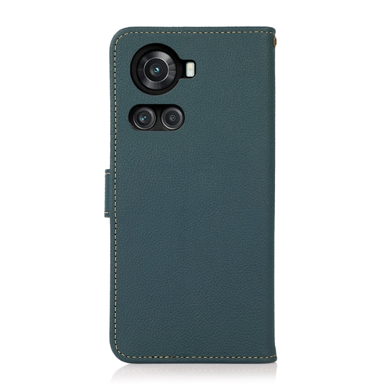 For OnePlus 10R / Ace KHAZNEH Custer Genuine Leather RFID Phone Case(Green) - OnePlus Cases by PMC TechLife | Online Shopping South Africa | PMC TechLife | Buy Now Pay Later Mobicred