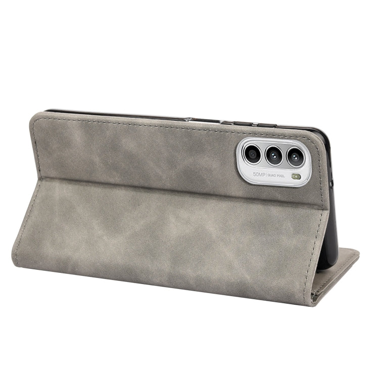 For Motorola Moto G52 Skin Feel Splicing Leather Phone Case(Grey) - Motorola Cases by PMC TechLife | Online Shopping South Africa | PMC TechLife | Buy Now Pay Later Mobicred