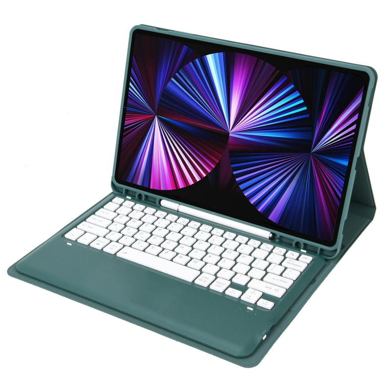 C12B Detachable Pen Slot Bluetooth Keyboard Leather Tablet Case For iPad Air 13 2025 / 2024 / Pro 12.9 inch 2021/2020/2018(Dark Green) - For iPad Pro by PMC Jewellery | Online Shopping South Africa | PMC Jewellery | Buy Now Pay Later Mobicred