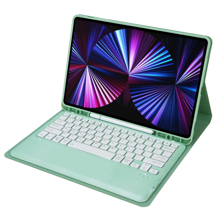 C12B Detachable Pen Slot Bluetooth Keyboard Leather Tablet Case For iPad Air 13 2025 / 2024 / Pro 12.9 inch 2021/2020/2018(Mint Green) - For iPad Pro by PMC TechLife | Online Shopping South Africa | PMC TechLife | Buy Now Pay Later Mobicred