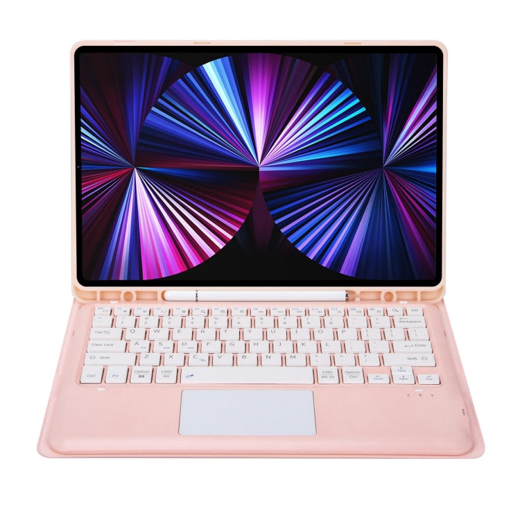 T12B-A Detachable Touch Pad Bluetooth Keyboard Leather Tablet Case For iPad Pro 12.9 inch 2021/2020/2018(Pink) - For iPad Pro by PMC TechLife | Online Shopping South Africa | PMC TechLife
