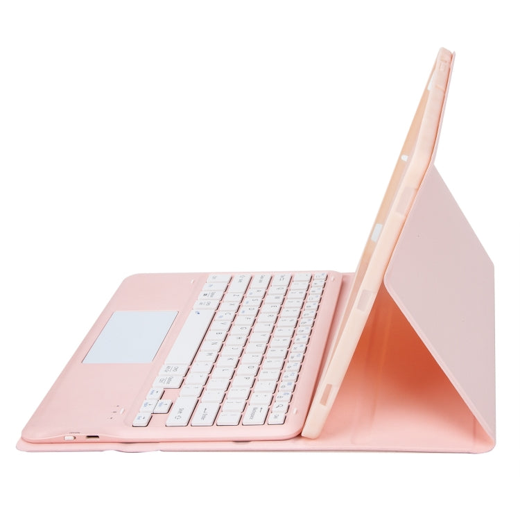 T12B-A Detachable Touch Pad Bluetooth Keyboard Leather Tablet Case For iPad Pro 12.9 inch 2021/2020/2018(Pink) - For iPad Pro by PMC TechLife | Online Shopping South Africa | PMC TechLife