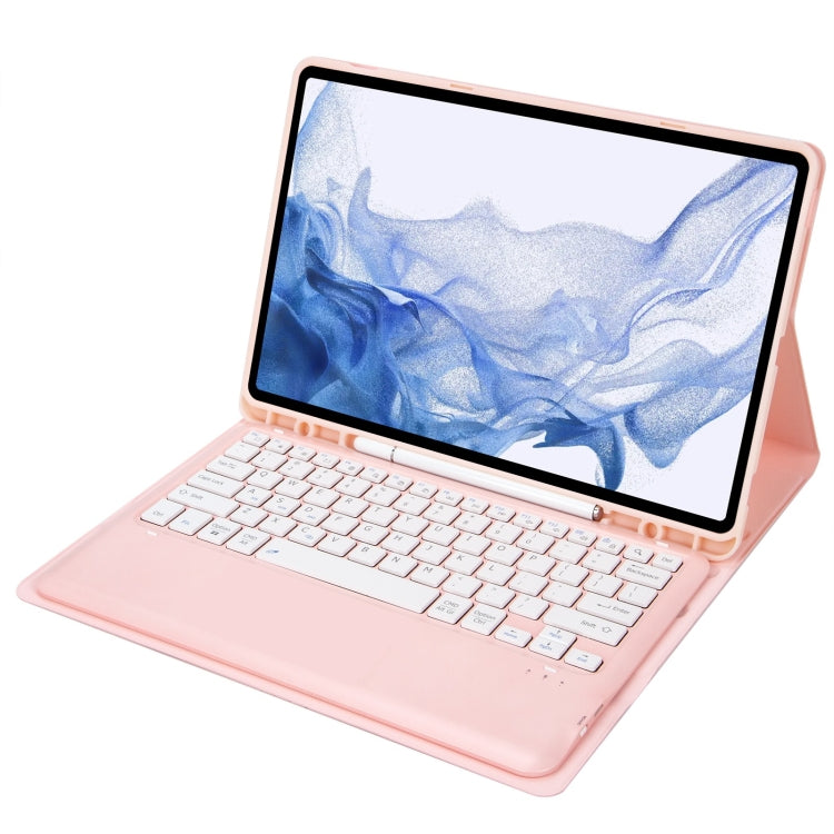 T800B Pen Slot Detachable Bluetooth Keyboard Leather Tablet Case For Samsung Galaxy Tab S8+/S7+/S7 FE(Pink) - Samsung Keyboard by PMC TechLife | Online Shopping South Africa | PMC TechLife