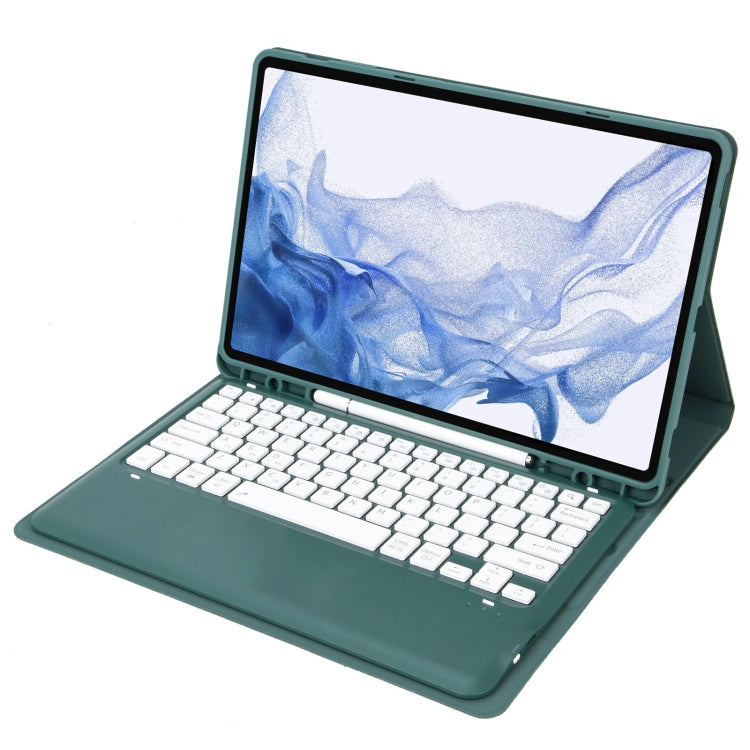 T800B Pen Slot Detachable Bluetooth Keyboard Leather Tablet Case For Samsung Galaxy Tab S8+/S7+/S7 FE(Dark Green) - Samsung Keyboard by PMC TechLife | Online Shopping South Africa | PMC TechLife