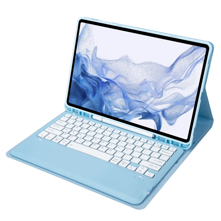 T800B Pen Slot Detachable Bluetooth Keyboard Leather Tablet Case For Samsung Galaxy Tab S8+/S7+/S7 FE(Sky Blue) - free shipping - PMC TechLife - Order now!