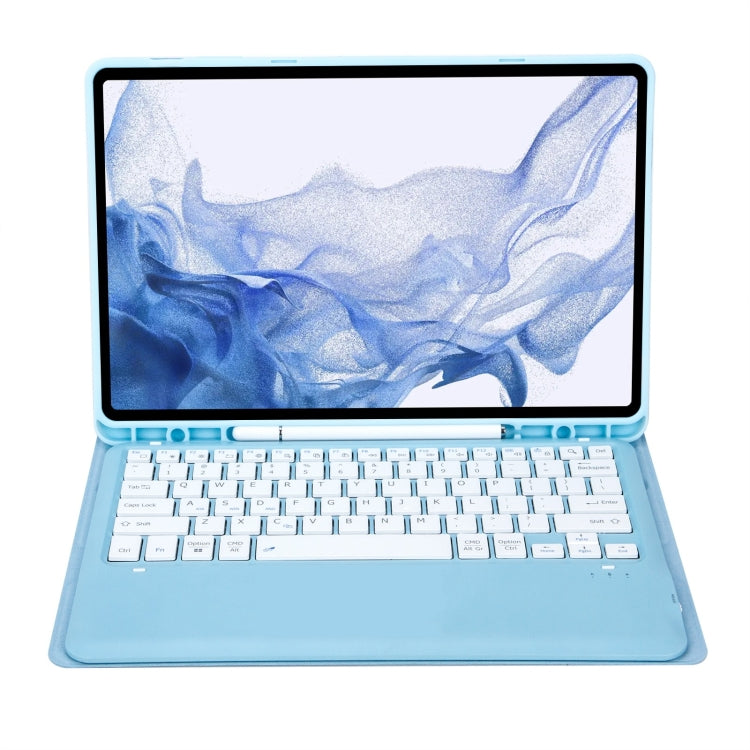 T800B Pen Slot Detachable Bluetooth Keyboard Leather Tablet Case For Samsung Galaxy Tab S8+/S7+/S7 FE(Sky Blue) - free shipping - PMC TechLife - Order now!