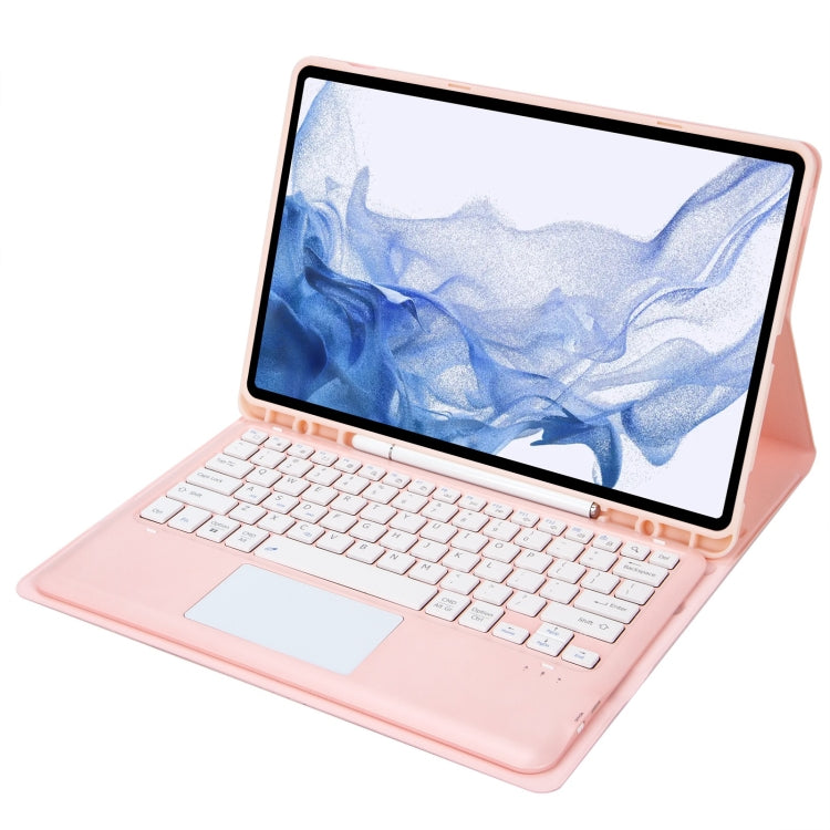 T800B-A Touch Pad Detachable Bluetooth Keyboard Leather Tablet Case For Samsung Galaxy Tab S8+/S7+/S7 FE(Pink) - Samsung Keyboard by PMC TechLife | Online Shopping South Africa | PMC TechLife