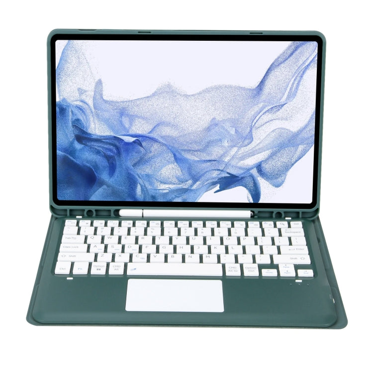 T800B-A Touch Pad Detachable Bluetooth Keyboard Leather Tablet Case For Samsung Galaxy Tab S8+/S7+/S7 FE(Dark Green) - Samsung Keyboard by PMC TechLife | Online Shopping South Africa | PMC TechLife