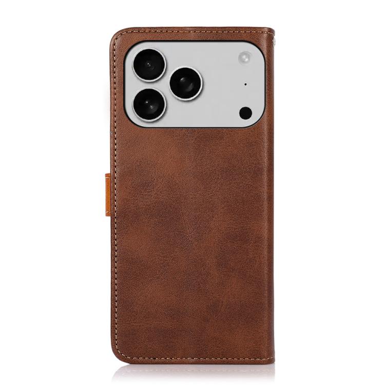 For iPhone 17 Pro Max KHAZNEH Dual-color Cowhide Texture Flip Leather Phone Case(Brown) - free shipping - PMc TechLife - Order now!