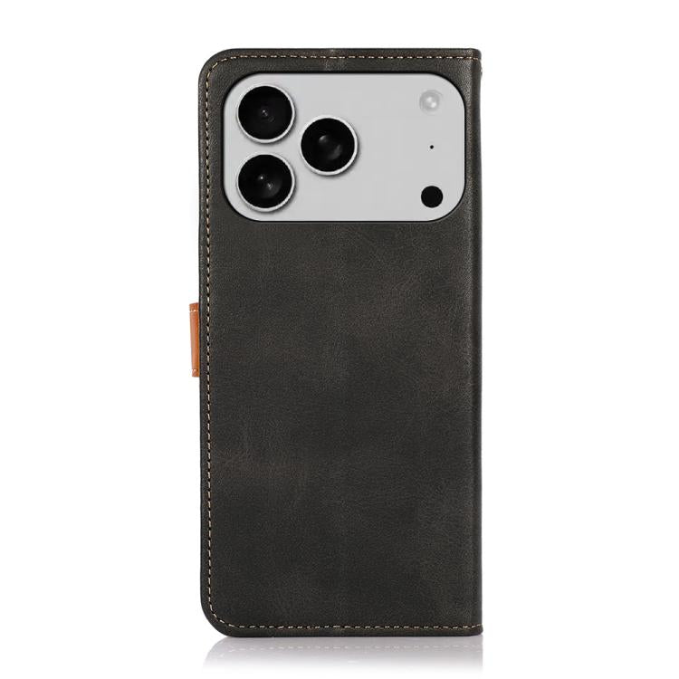 For iPhone 17 Pro KHAZNEH Dual-color Cowhide Texture Flip Leather Phone Case(Black) - free shipping - PMc TechLife - Order now!