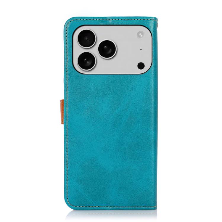For iPhone 17 Pro KHAZNEH Dual-color Cowhide Texture Flip Leather Phone Case(Blue) - free shipping - PMc TechLife - Order now!