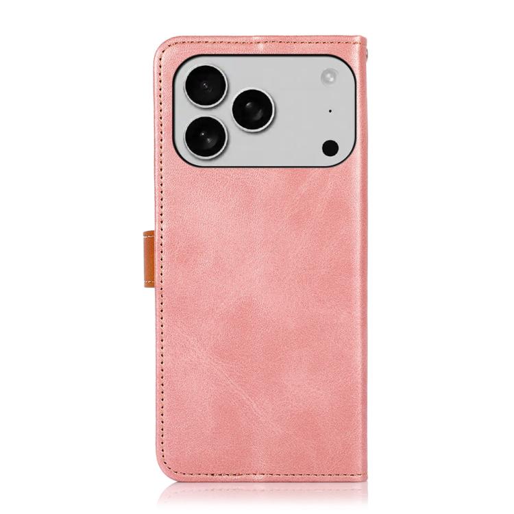 For iPhone 17 Pro KHAZNEH Dual-color Cowhide Texture Flip Leather Phone Case(Rose Gold) - free shipping - PMc TechLife - Order now!