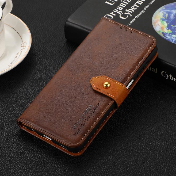 For iPhone 17 Pro KHAZNEH Dual-color Cowhide Texture Flip Leather Phone Case(Brown) - free shipping - PMc TechLife - Order now!