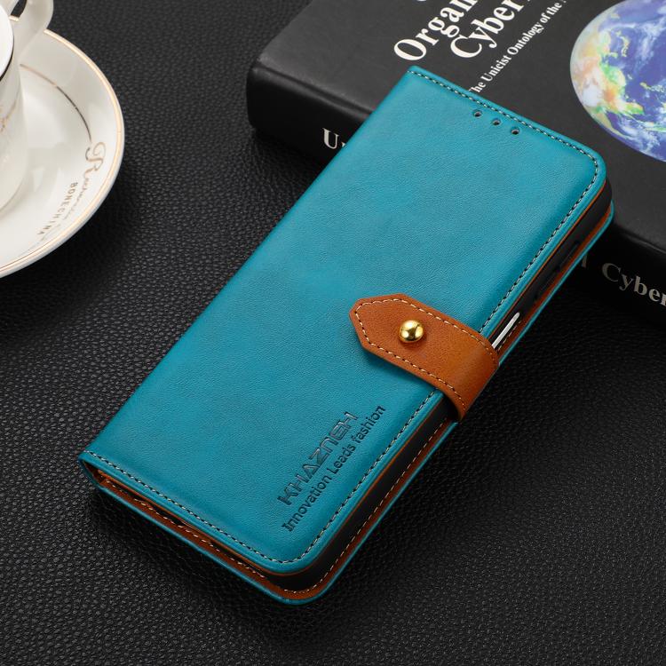 For iPhone 17 Air KHAZNEH Dual-color Cowhide Texture Flip Leather Phone Case(Blue) - free shipping - PMc TechLife - Order now!